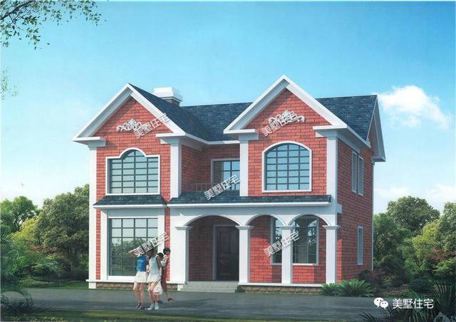 12米X10米小巧雙層磚混簡歐小別墅設(shè)計圖，5臥3衛(wèi)，別致大方，實用！