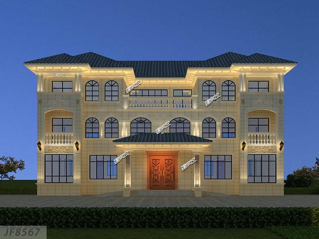 二層兄弟雙拼別墅設(shè)計圖，外型極美極大氣，建在村里，面子十足！