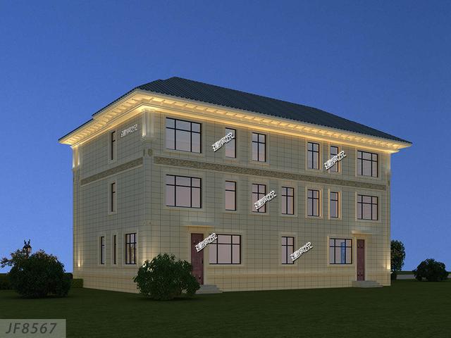 二層兄弟雙拼別墅設(shè)計圖，外型極美極大氣，建在村里，面子十足！