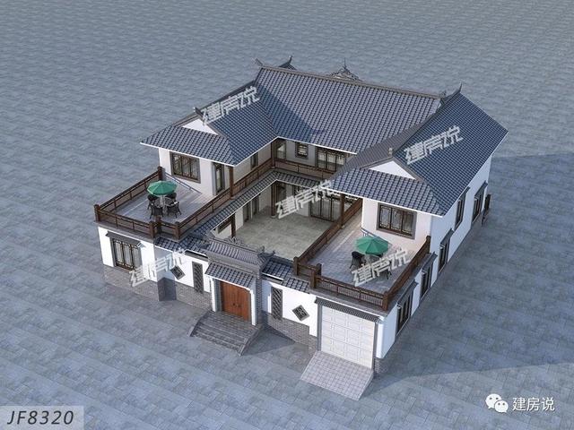 占地444平方米的中式二層別墅設(shè)計圖，有庭有院的家，才是我們最理想的居所。