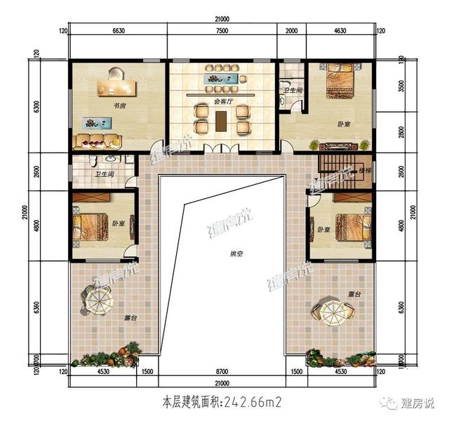 占地444平方米的中式二層別墅設(shè)計圖，有庭有院的家，才是我們最理想的居所。