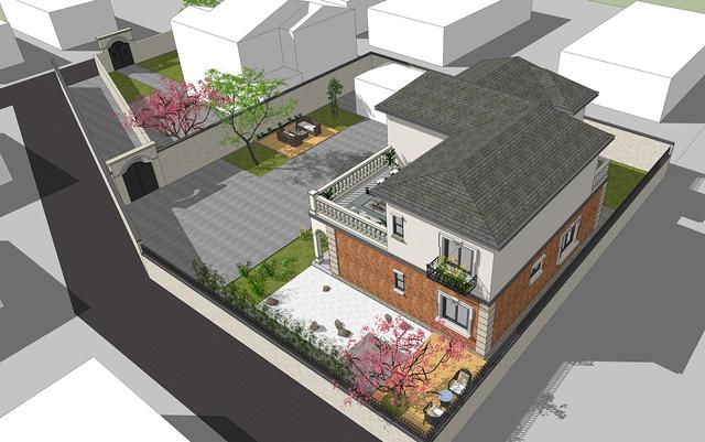 14.5mX11m農(nóng)村二層小情調(diào)別墅設(shè)計圖，簡單大方，適合農(nóng)村自建。