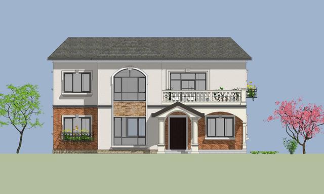 14.5mX11m農(nóng)村二層小情調(diào)別墅設(shè)計圖，簡單大方，適合農(nóng)村自建。
