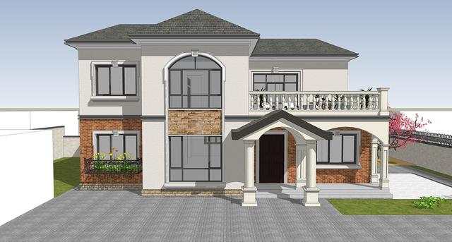 14.5mX11m農(nóng)村二層小情調(diào)別墅設(shè)計圖，簡單大方，適合農(nóng)村自建。