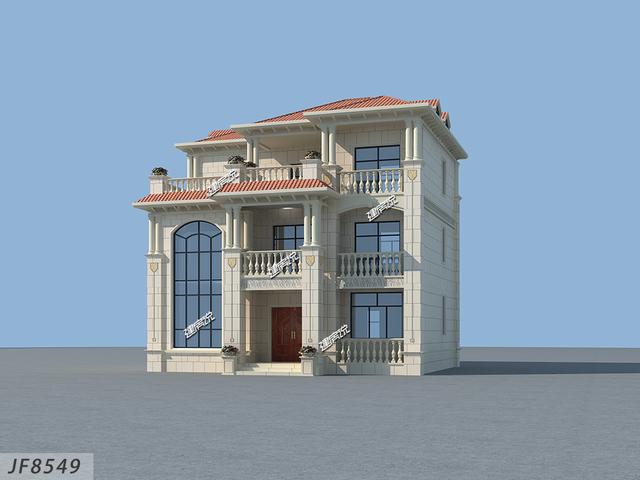 占地122平的農(nóng)村三層別墅設(shè)計圖，精致漂亮，只要40萬就能建成！