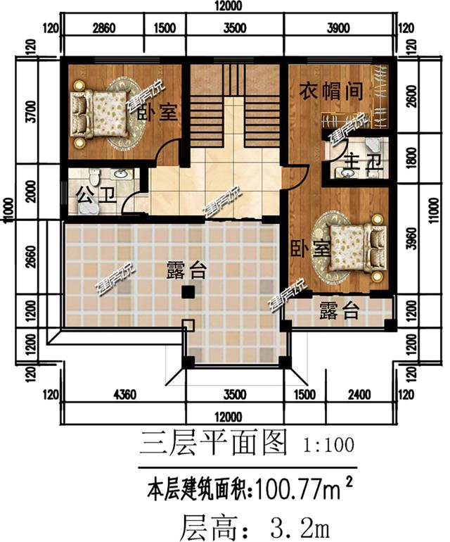 占地122平的農(nóng)村三層別墅設(shè)計圖，精致漂亮，只要40萬就能建成！