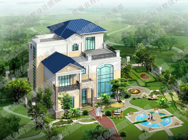 14×4米三層農(nóng)村別墅設(shè)計(jì)圖，帶超大落地窗+挑空大客廳，時(shí)尚大氣，造價(jià)35萬(wàn)