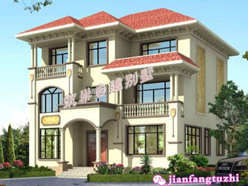 12x12米三層框架結(jié)構(gòu)別墅設(shè)計(jì)圖，外形雅致美觀，造價(jià)35萬。