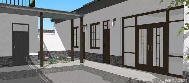 一層新中式別墅設(shè)計(jì)圖，造型相對簡單，超大露臺設(shè)計(jì)，這別墅住的太舒心