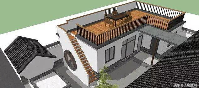 一層新中式別墅設(shè)計(jì)圖，造型相對簡單，超大露臺設(shè)計(jì)，這別墅住的太舒心