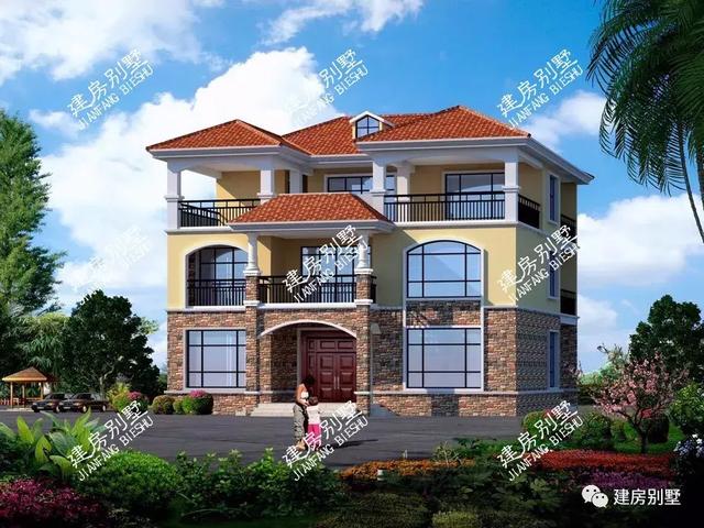 3款不同風格的農(nóng)村自建房，第一棟簡約美式風，第二棟簡歐風