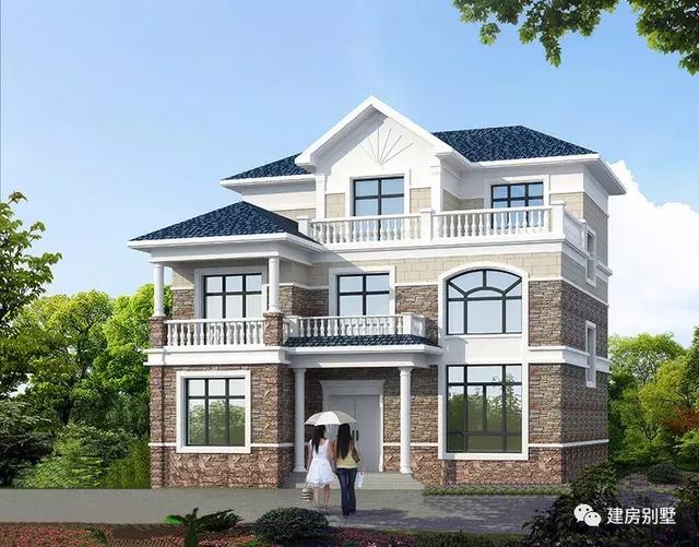 3款不同風格的農(nóng)村自建房，第一棟簡約美式風，第二棟簡歐風