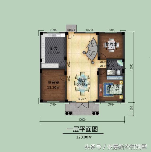 占地120平方米的農(nóng)村三層別墅設(shè)計(jì)圖，簡單大氣，這房子你能打幾分？
