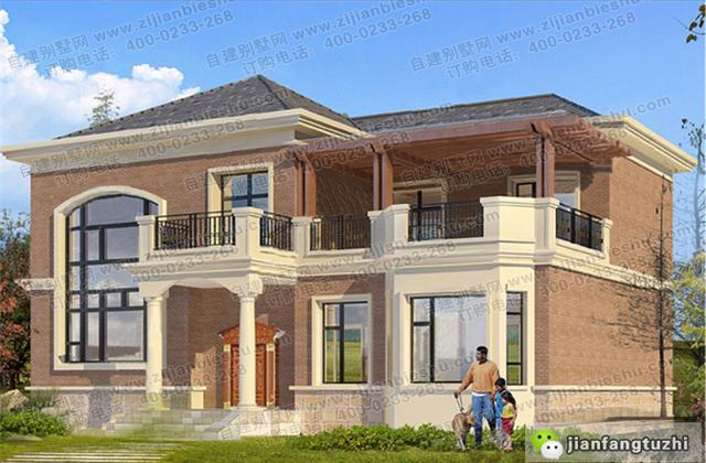 占地面積約150平方米的農(nóng)村二層自建房，帶挑空客廳+落地窗，清爽大方