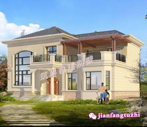 占地160平米左右農(nóng)村二層自建房，帶有車庫、旋轉樓梯和陽光房，造價30萬以內