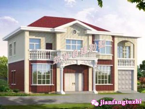 占地160平米左右農(nóng)村二層自建房，帶有車庫、旋轉樓梯和陽光房，造價30萬以內