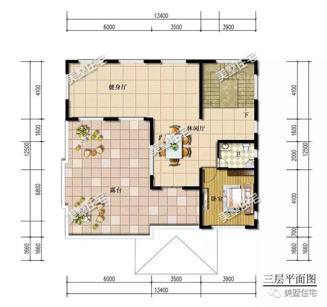 13.4米x12.5米三層歐式別墅設計圖，內帶堂屋+健身房，回鄉(xiāng)建一棟，生活太享受