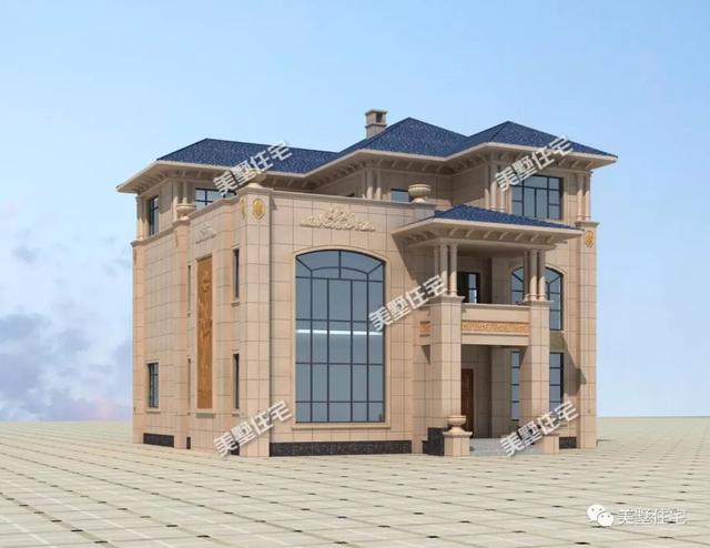 13.4米x12.5米三層歐式別墅設計圖，內帶堂屋+健身房，回鄉(xiāng)建一棟，生活太享受