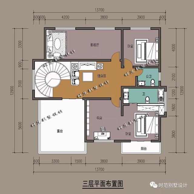 占地160平的復式三層別墅設計圖，內(nèi)帶6間臥室、超大露臺和書房，大氣美觀，很適合農(nóng)村自建