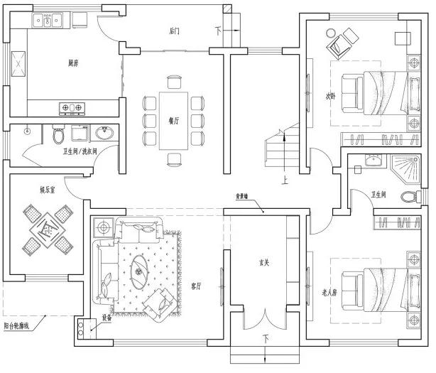 14.8x11.6米二層農(nóng)村別墅設(shè)計(jì)圖，經(jīng)濟(jì)實(shí)用，造價(jià)31萬(wàn)
