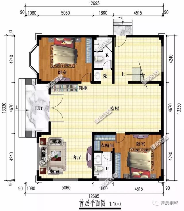 獨特別墅設計圖，廚房餐廳單獨建，讓您遠離油煙