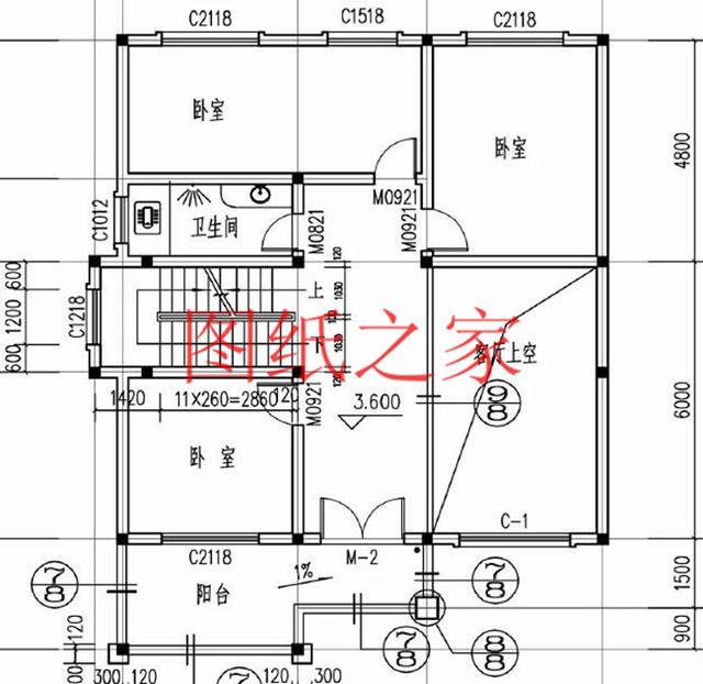 多臥室的三層別墅設(shè)計(jì)圖，挑空設(shè)計(jì)，給您溫馨舒適的享受!