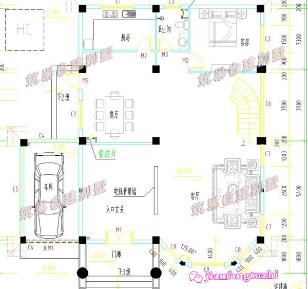 13x15米鄉(xiāng)村三層復(fù)式別墅設(shè)計圖，供您參考