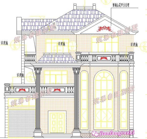 13x15米鄉(xiāng)村三層復(fù)式別墅設(shè)計圖，供您參考