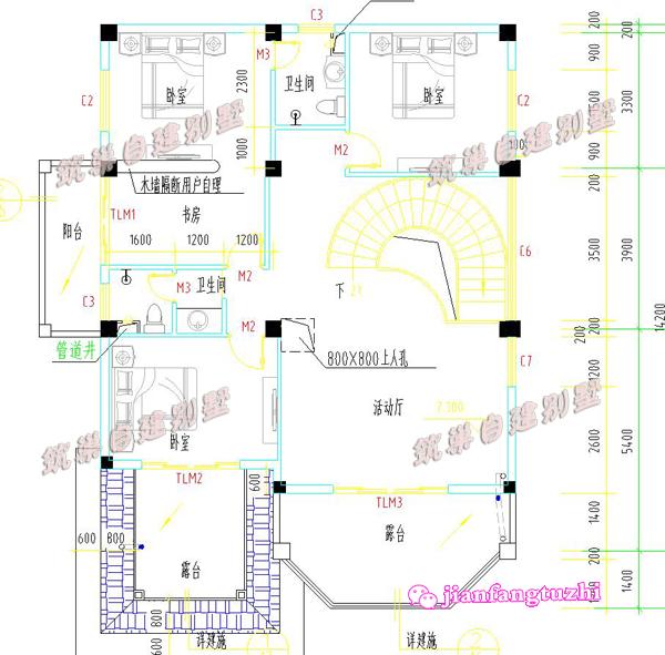 13x15米鄉(xiāng)村三層復(fù)式別墅設(shè)計圖，供您參考