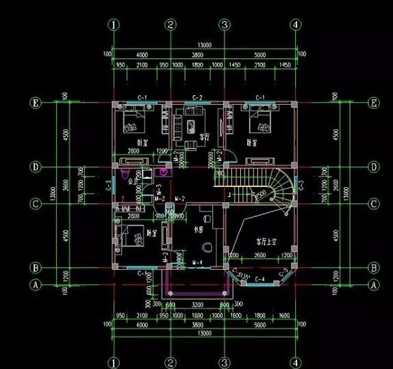 13x13米復式三層大氣別墅設計圖，造價30W左右，歡迎參考！