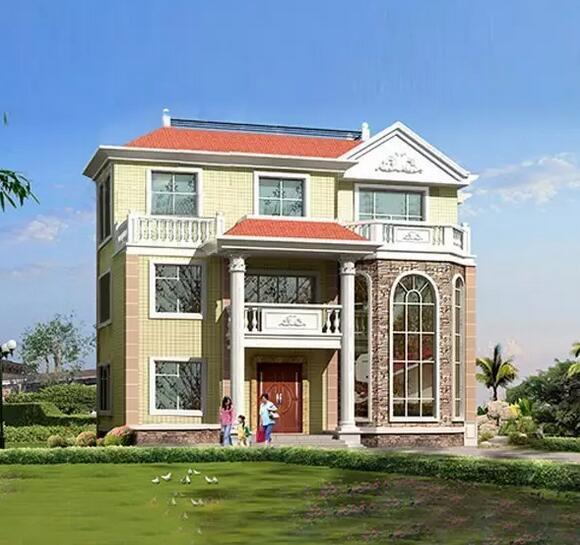 13x13米復式三層大氣別墅設計圖，造價30W左右，歡迎參考！