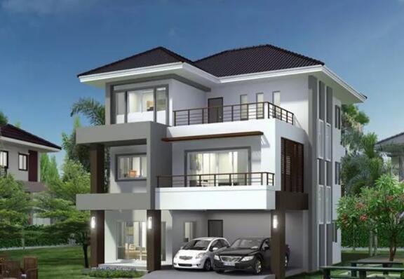 雙車庫(kù)三層別墅設(shè)計(jì)圖， 時(shí)尚外觀，經(jīng)濟(jì)實(shí)用，戶型合理。