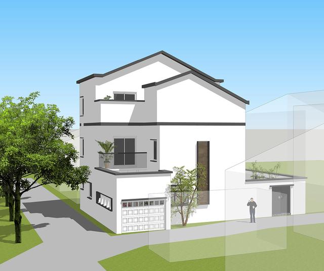 新中式別墅設(shè)計(jì)圖，三層鄉(xiāng)村復(fù)古別墅。