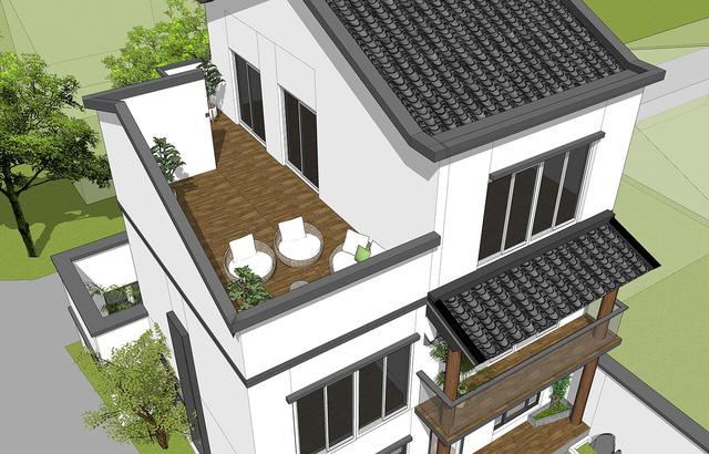 新中式別墅設(shè)計(jì)圖，三層鄉(xiāng)村復(fù)古別墅。