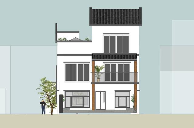 新中式別墅設(shè)計(jì)圖，三層鄉(xiāng)村復(fù)古別墅。