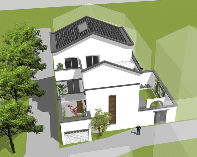 新中式別墅設(shè)計(jì)圖，三層鄉(xiāng)村復(fù)古別墅。