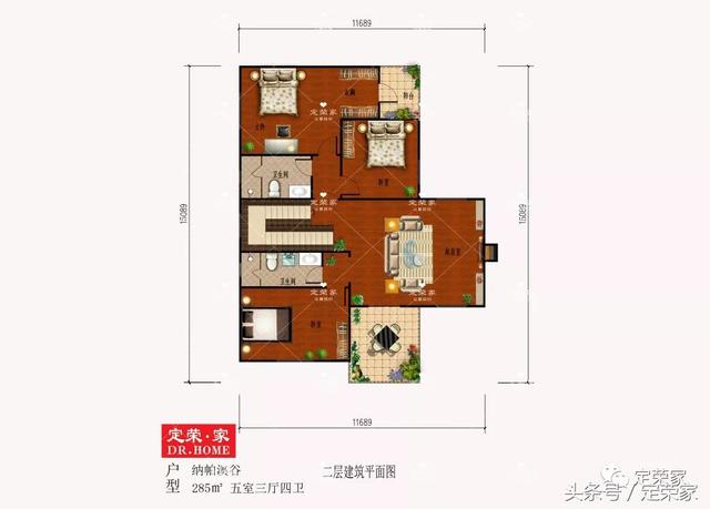 二層別墅設計圖，五室三廳四衛(wèi)，摒棄了繁瑣和奢華。