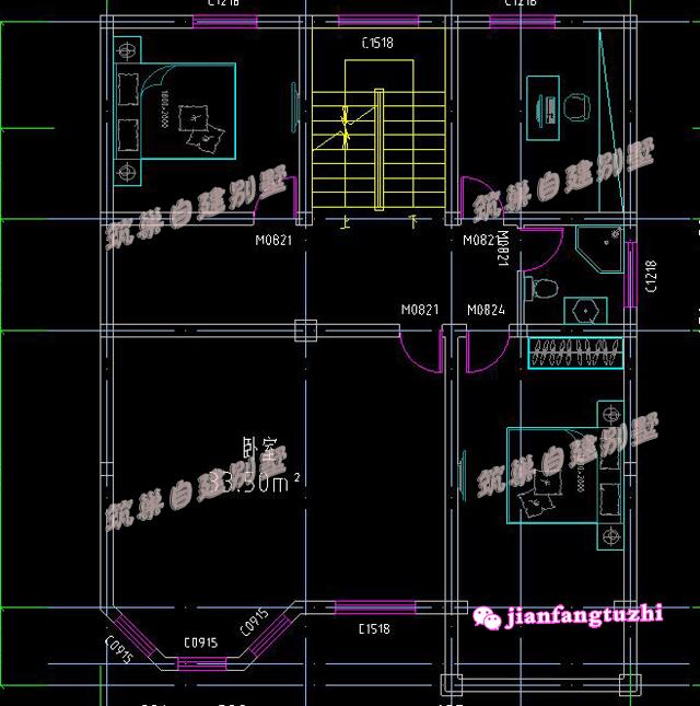 實用四層農(nóng)村別墅設計圖，10x13米2廳9臥，空間利用高。