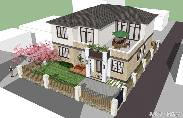 北京43萬歐式別墅設(shè)計圖，景觀院墻超大露臺，引得鄉(xiāng)親參觀！