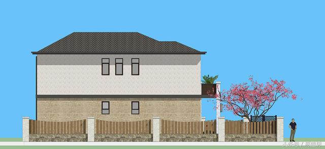 北京43萬歐式別墅設(shè)計圖，景觀院墻超大露臺，引得鄉(xiāng)親參觀！