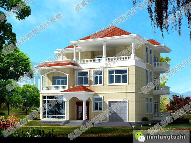 5款帶觀景涼亭三層別墅設計圖，造價40W以內(nèi)。值得參考。