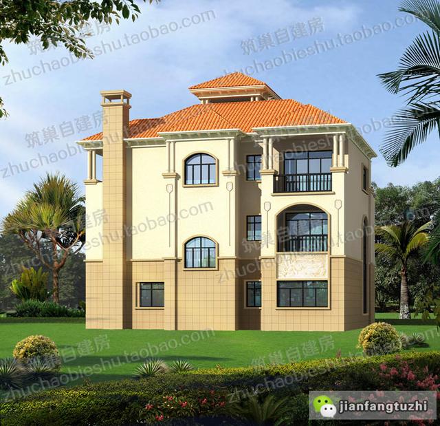 5款帶觀景涼亭三層別墅設計圖，造價40W以內(nèi)。值得參考。