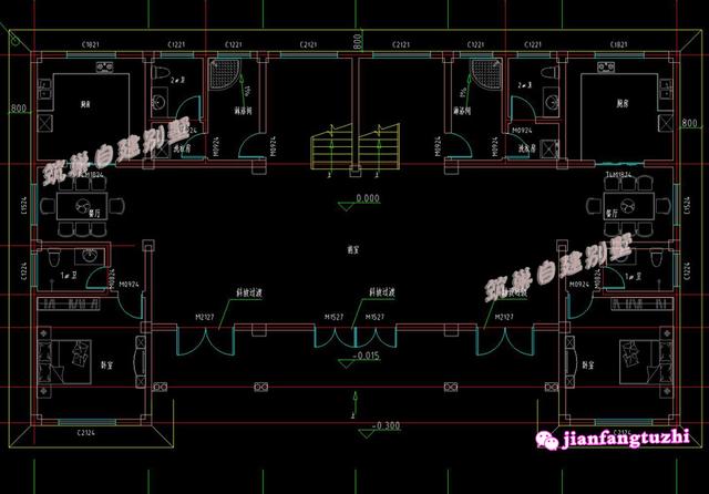 大開間二層半三層雙拼別墅設(shè)計(jì)圖，豪華兼實(shí)用。