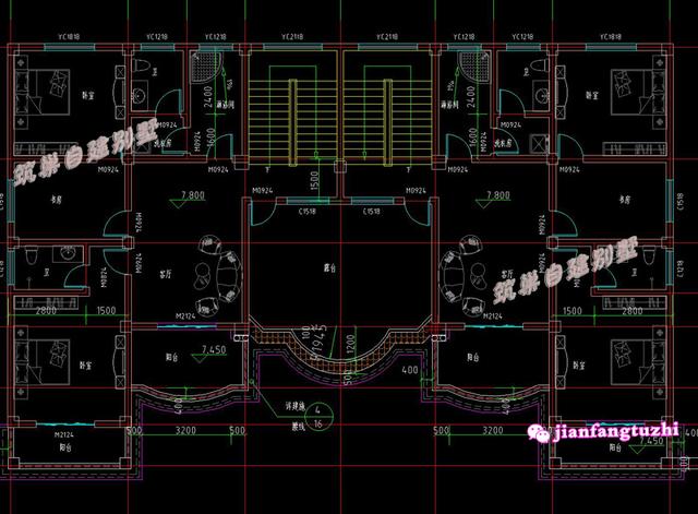 大開間二層半三層雙拼別墅設(shè)計(jì)圖，豪華兼實(shí)用。