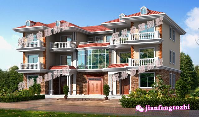 大開間二層半三層雙拼別墅設(shè)計(jì)圖，豪華兼實(shí)用。