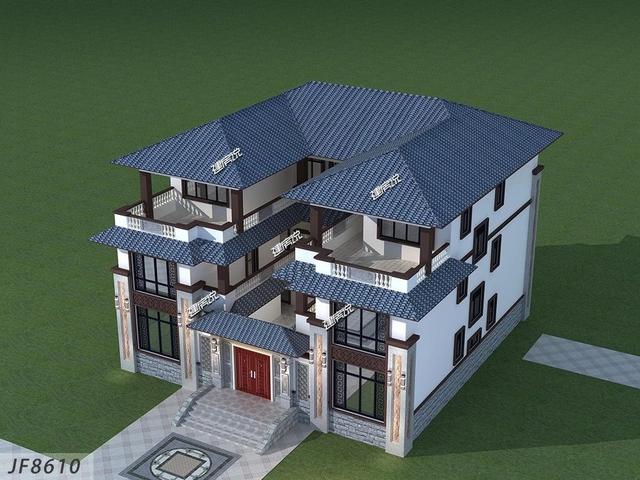 新中式別墅設(shè)計圖，彰顯家業(yè)，愿您人丁興旺！