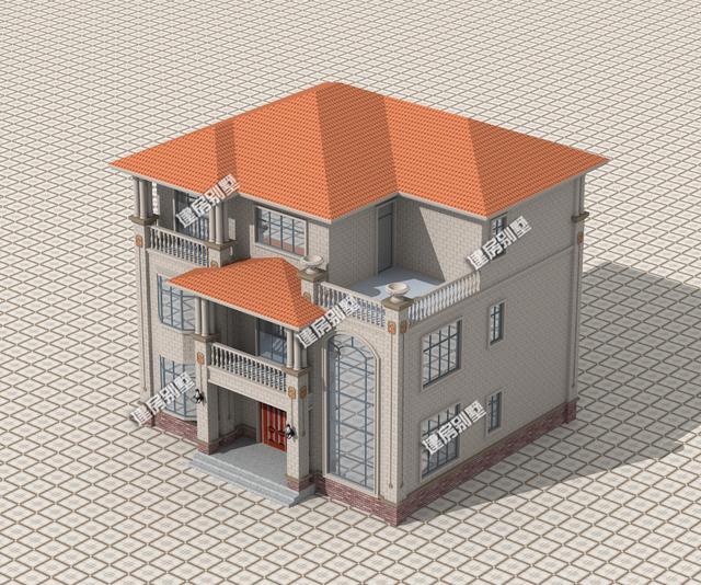 三層別墅設(shè)計(jì)圖，主屋不設(shè)餐廳廚房，讓您遠(yuǎn)離油煙。