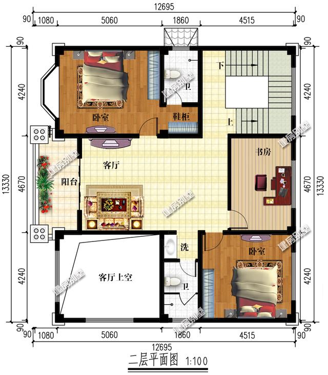 三層別墅設(shè)計(jì)圖，主屋不設(shè)餐廳廚房，讓您遠(yuǎn)離油煙。