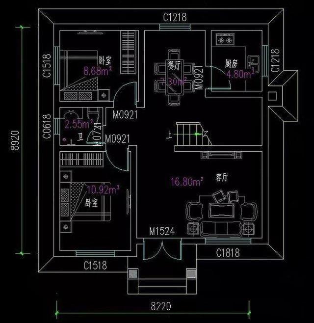 兩層小戶型別墅設(shè)計圖，五室兩廳功能齊全。