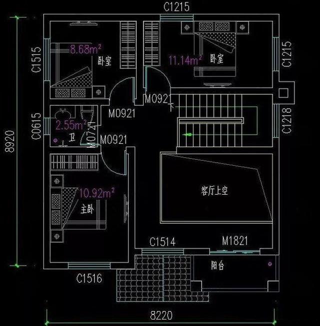 兩層小戶型別墅設(shè)計圖，五室兩廳功能齊全。